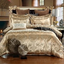 3PCS Satin Embroidery Bedding Set  Soft and Comfortable Satin King Rose Gold