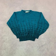 Vintage abstract knitted jumper Patterned Grandad knit sweater Men's S 36-38 