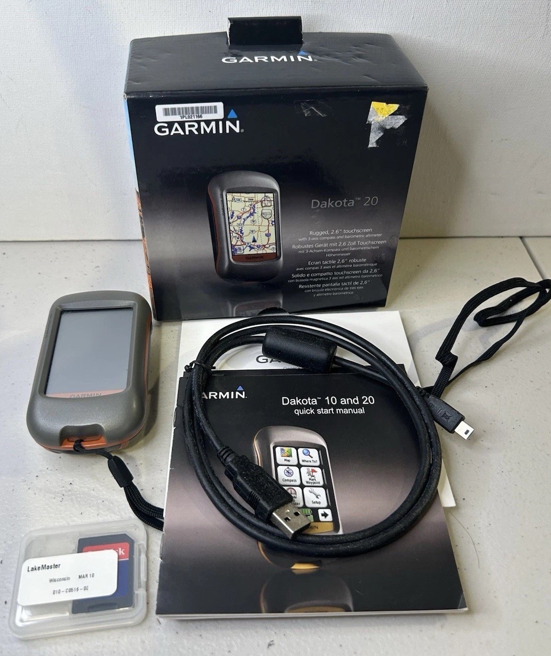 Garmin Dakota 20 Handheld GPS Geocaching, 2.6" Touch Screen Tested CLEAN