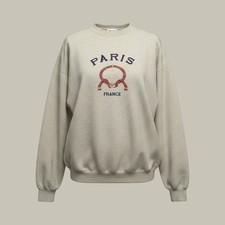Vintage Energy Paris France Embroidered Crewneck Sweatshirt Oatmeal Large