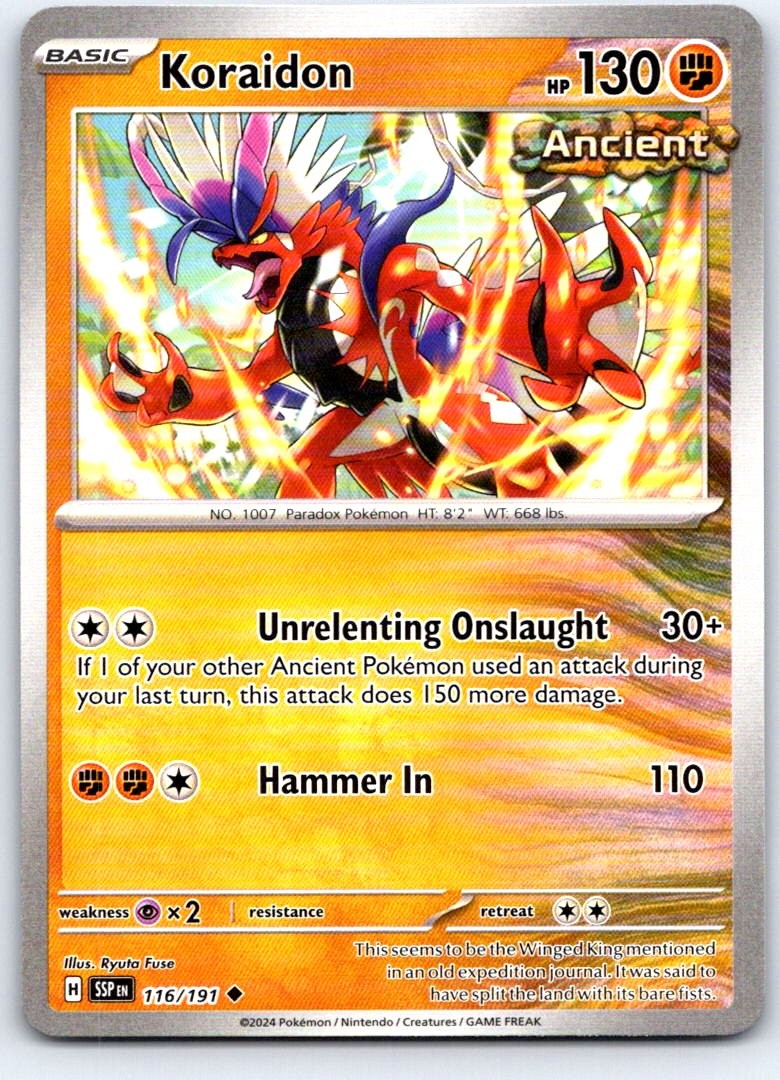 Koraidon 116/191 Uncommon Surging Sparks Pokemon Near Mint