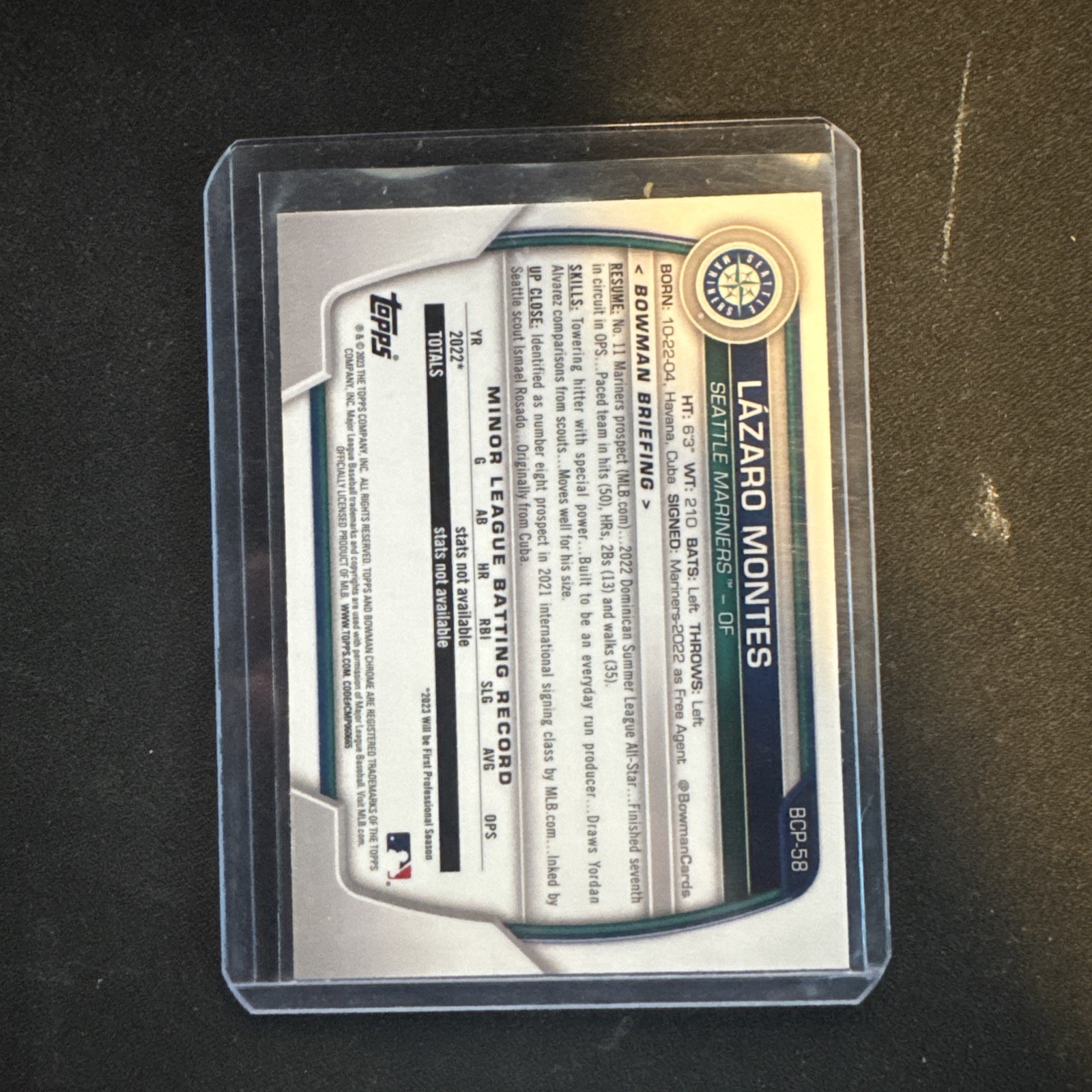 2023 Bowman Chrome Lazaro Montes 1ST PROSPECT AUTO  MARINERS view 2