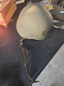 Military Surplus Combat Helmet w/ Chin Strap, Green, Militaria Theme
