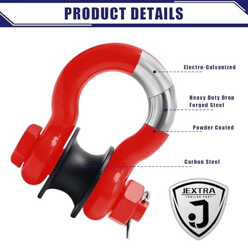  3/4" D Ring Shackles with Towing Pulley,Upgraded Snatch Block,7/8" 2 PCS Red