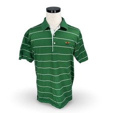 Peter Millar Golf Polo Shirt Green White Stripe Baltusrol Mens L 100 Cotton