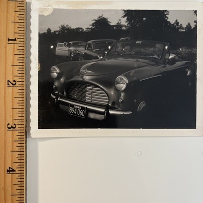 Austin A40 Convertible B/w Photo Taken 1958 On Polaroid 3x4 