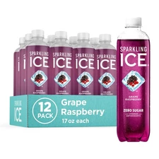 Sparkling Ice, Grape Raspberry Sparkling Water, Zero Sugar Flavored Pack of 12)