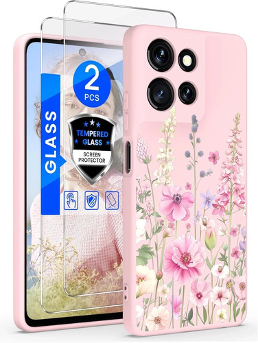 Custodia per Motorola Moto Edge 2024, custodia telefono silicone liquido fiori ragazza donna - Foto 4 di 5
