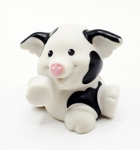 Fisher Price Little People BLACK & WHITE FARM PIG 2001 for Barn Farmer Farmyard