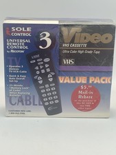 De colección 1998 Suela Control Mando a Distancia Universal con Cinta VHS en Blanco Combo ¡Sellado!