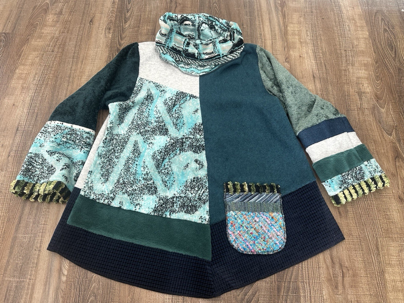 Lee Anderson USA Patchwork Multicolored Turtlenec… - image 5