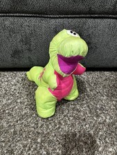 Fisher Price Dinosaur Neon Green Pink Dino Roar 1992 Puffalump Squeeze Plush Toy