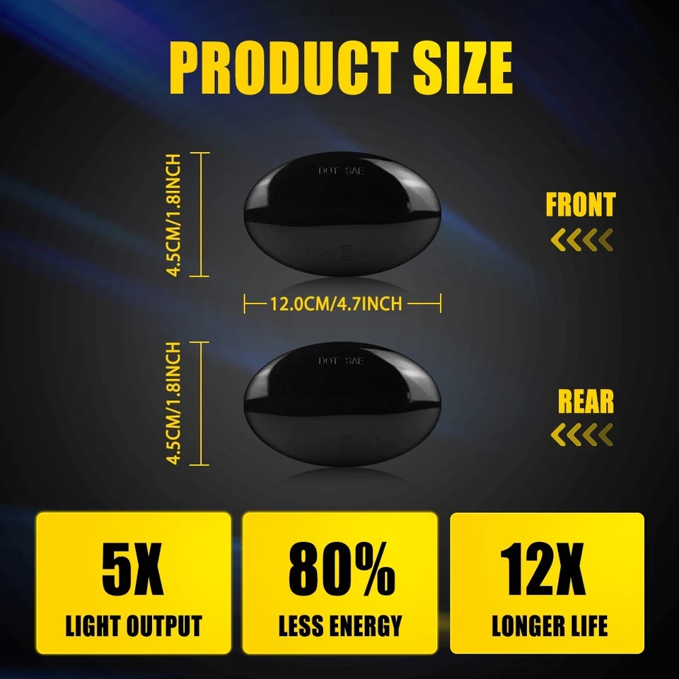 Smoke Amber LED Fender Marker Side Light Fit 99-10 Ford F350 F450 Superduty 1-10 - Image 4 of 4