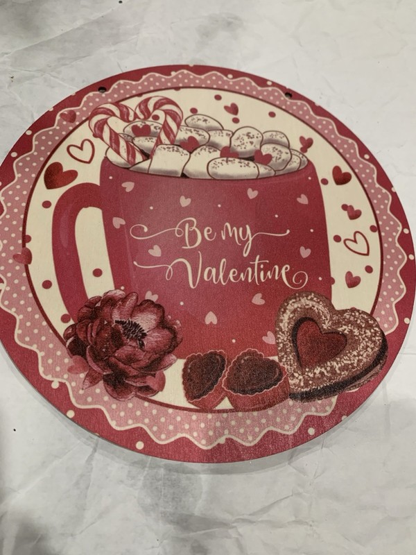 Valentine's Day Round Wood Plaque