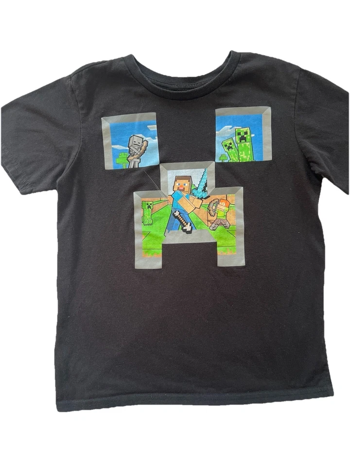 Camiseta Top Minecraft Grande 10-12 Negra Mojang Studios Videojuegos Ropa para Niños Foto 3 de 4