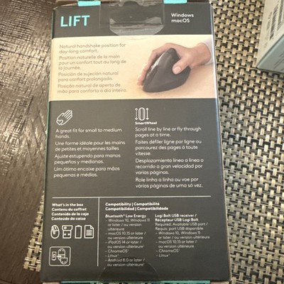 Logitech Lift Vertical Ergonomic Mouse Wireless Bluetooth - Black