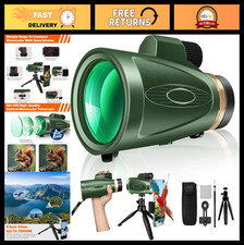 High Power 80x100 Monocular Telescope with Smartphone Adapter  Tripod - BAK4 Pr