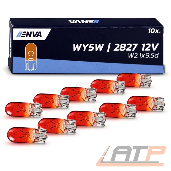 10 StüCk Enva WY5W T10 12V 5W Glassockel GlÜHlampe GlÜHbirne Orange Blinker-image