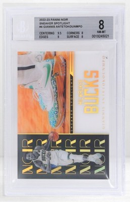 2022 Panini Noir Giannis Antetokounmpo Sneaker Spotlight Auto /99 BGS 8 Bucks