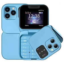 Téléphone à clapet i16 Pro Double SIM 2G - Bleu