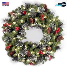 National Tree Company 24 in Pre-Lit Crestwood Spruce Artificial Christmas Wreath