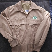 Vintage Pioneer Seed Jacket size Medium Brown Full Zip Farming Windbreaker Coat