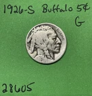 1926-S Buffalo 🦬 Indian Head Nickel 5c Good GD