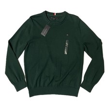 Tommy Hilfiger Crewneck Sweater Mens Sz L 100 Cotton Green Pullover NWT XM04973