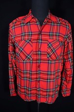 Vintage 1950's Red Plaid Rayon Gabardine Shirt Size Small Excellent Condition