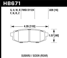 Hawk Performance Disc Brake Pad  HB671D.628