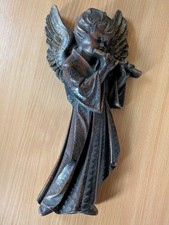 Wachsbild Engel Relief mit Flöte, H = 32cm, B = 16cm, T = 4cm gebraucht 