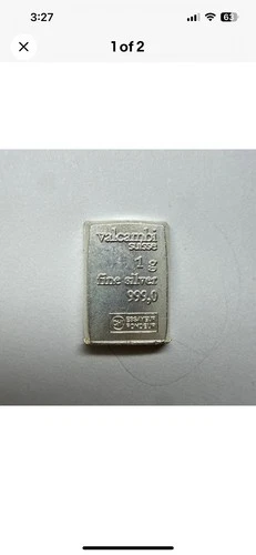 Valcambi Suisse 1 Gram .999 Fine Silver Bar 1