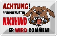 Blechschild 12X18 Cm Achtung PflichtbewußTer Hund Warnschild Hinweisschild Siche