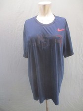 Nike Size L Mens Blue Logo Cotton Blend Crew Neck Short Sleeve Sports TShirt 948