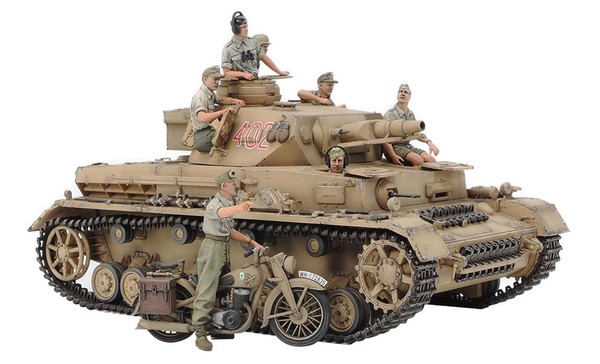 Tamiya 25208 1:35 Dt. Pzkpfw.Iv Ausf.F M. Krad DAK - Modellbau, Plastik Bausatz,-image