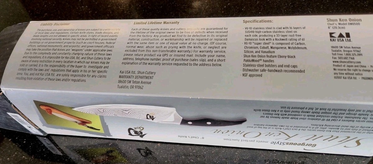 Shun Ken Onion DM0500 8-Inch Chef's Knife for sale online | eBay