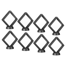 3D Floating Display Frame Coin Jewelry Case with Base 3.5" x 3.5" Black 8pcs