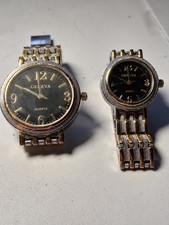 Geneva His&hers Quartz Matching Watches New Batteries Working VGC.
