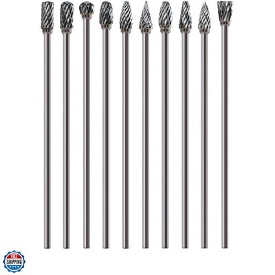 10Pcs Long Carbide Burr Set 1/8'' Shank Total L 4.4'' Compatible with Dremel Di...