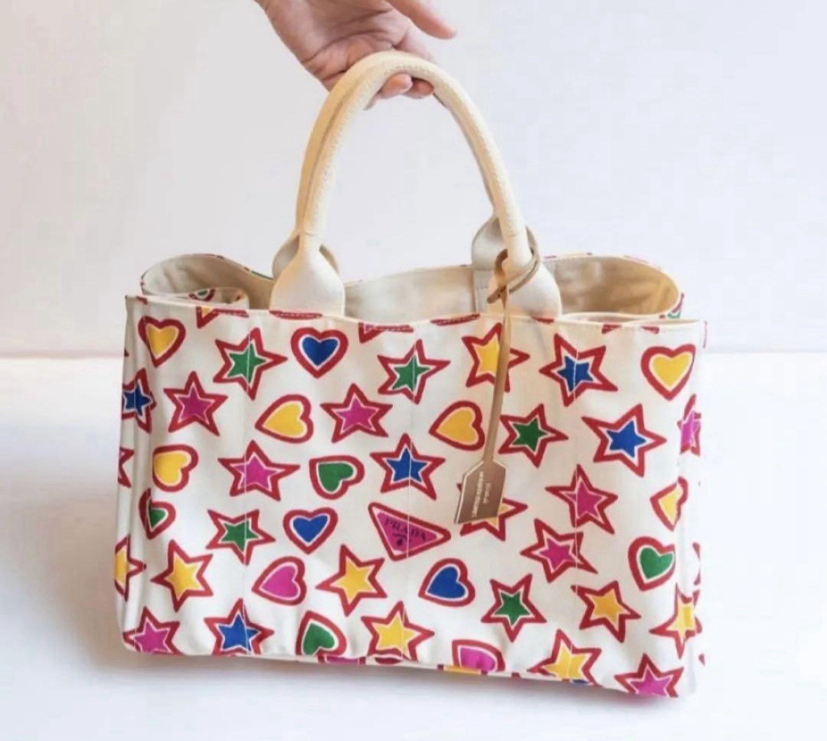 PRADA Canapa Tote Bag Authentic Rare Canvas Handbag Italy Luxury Designer Japan image 2