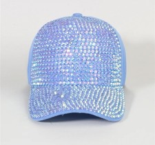 Rhinestone Blinged Out Baseball Hat- Blue/Purple Tone