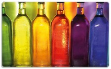 Wallario Frühstücksbrettchen Glas Bunte Flaschen Regal getränk küche bottles