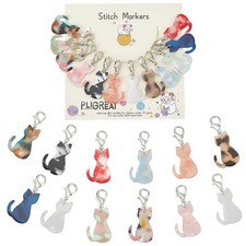12 Colors Acrylic Cat Stitch Marker Set Cute Christmas Gifts Removable Clasp ...
