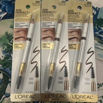 Pack of 3 L'Oreal Paris Age Perfect Magnifying Brow Pencil , Soft Brown 202