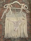 La Perla Black Label Sheer Camisole Flowy Tank Pink Thong Bow Heart Cutout 2/S