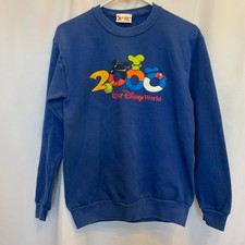 Vintage Walt Disney World Kid's 2000 Character Number Sweater Blue Size XL