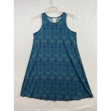 Natural Life A-Line Tank Dress Womens S Blue Floral Sleeveless Knit Racerback