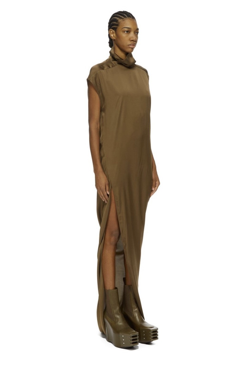 RICK OWENS FW24 PORTERVILLE RUNWAY EDFU T DRESS IN BEAN