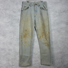Vintage 70s Wrangler Jeans Mens 30x32 Light Wash Western Cowboy Made USA Flaw