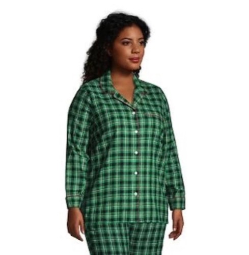 EUC Lands End Womens 2X Flannel Pajama Top Shirt Pocket Plus 20W-22W - Picture 8 of 9